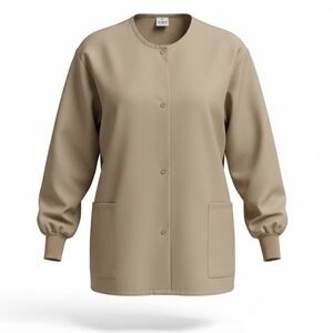 Lab Coat Jacket Beige Snap Front Pockets Long‎ Sleeve Size 3XL